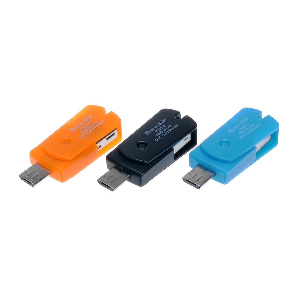 Вращающийся 2 в 1 Micro USB2.0 OTG адаптер + SD TF кардридер для телефона Android 480 МБ/с./с