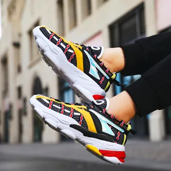 

High-quality lace-up men's outdoor running shoes sports shoes non-slip comfortable shoes Korean version of thick-soled sneakers