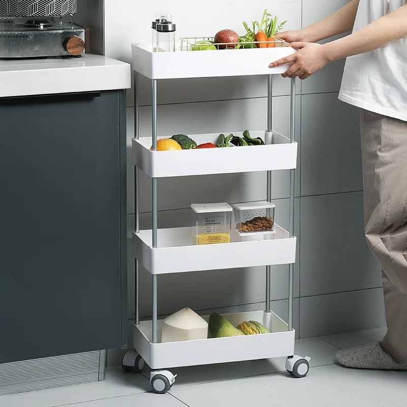  Goods For Kitchen Storage Rack Fridge Side Shelf wheel 2/3/4 Layer Removable With Wheels Bathroom O - 4000406221322