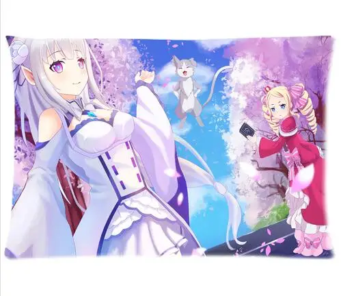 S18 Аниме Re Zero Kara Hajimeru Isekai Seikatsu чехол для подушки с персонажами Rem чехол для подушки на заказ на молнии прямоугольный чехол для подушки - Цвет: S18