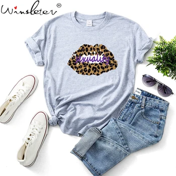 

Women Leopard Lips Short Sleeve Print Clothes Ladies Womens T Shirts Graphic Mouth Tops Cotton Female Tumblr Tshirt T07507B