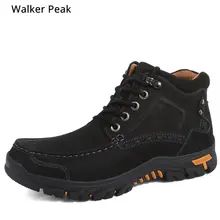 Новинка; очень теплая плюшевая мужская зимняя обувь; мужские ботильоны из коровьей кожи; зимние ботинки; мужская повседневная Осенняя обувь; большие размеры 38-47