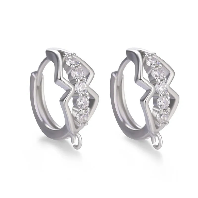 White Gold Juya, сделай сам, кубический цирконий, золото/серебро, застежка, обруч, серьги, крючки и застежки, аксессуары для женщин, модные серьги, ювелирные изделия - Цвет: White Gold