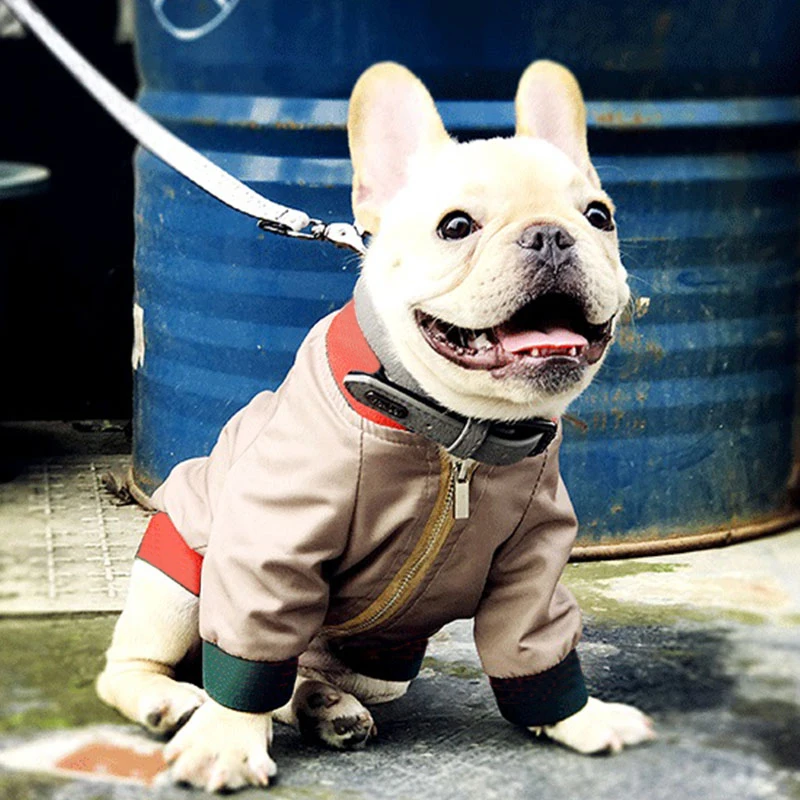 Online Otoño Invierno perro mascota abrigo para perros pequeños chaqueta para Bulldog francés serpiente impresión traje para PUG PC1110