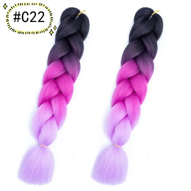 Jumbo Braiding Hair Extensions Kanekalon Braiding Hair 24 Inch Ombre Multiple Tone Colored Synthetic Hair for Women C22