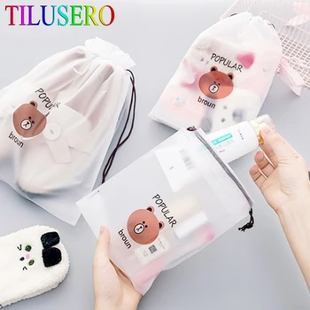 

New Cartoon bear Waterproof Transparent Organizers Traver Packing Women Bath Storage Pouch Toiletry Wash Beaut kit
