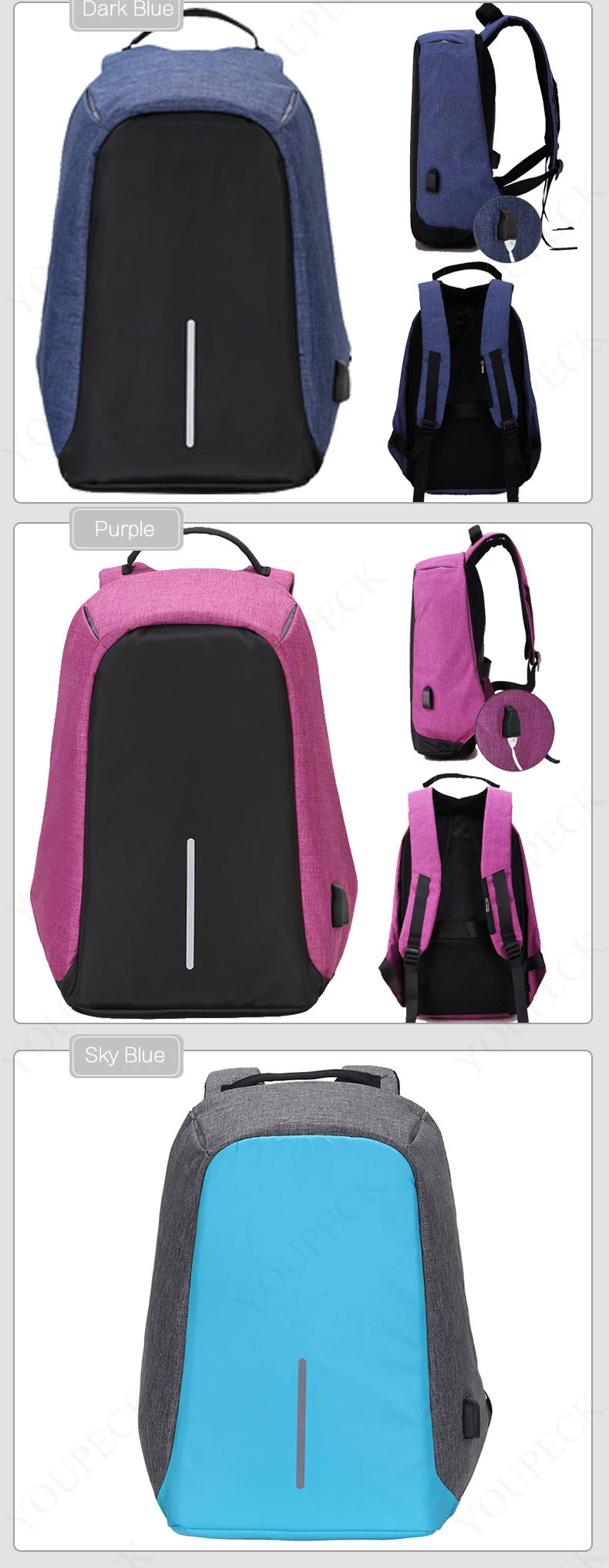 Модный мужской рюкзак с защитой от краж 17, 15,6 дюймов, рюкзак для ноутбука с зарядкой через usb, женский рюкзак для школы, водонепроницаемая дорожная сумка