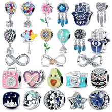 

plata charms of ley 925 original Fits original pandora bracelet 925 silver women pendant hot Air balloon starry sky charms beads