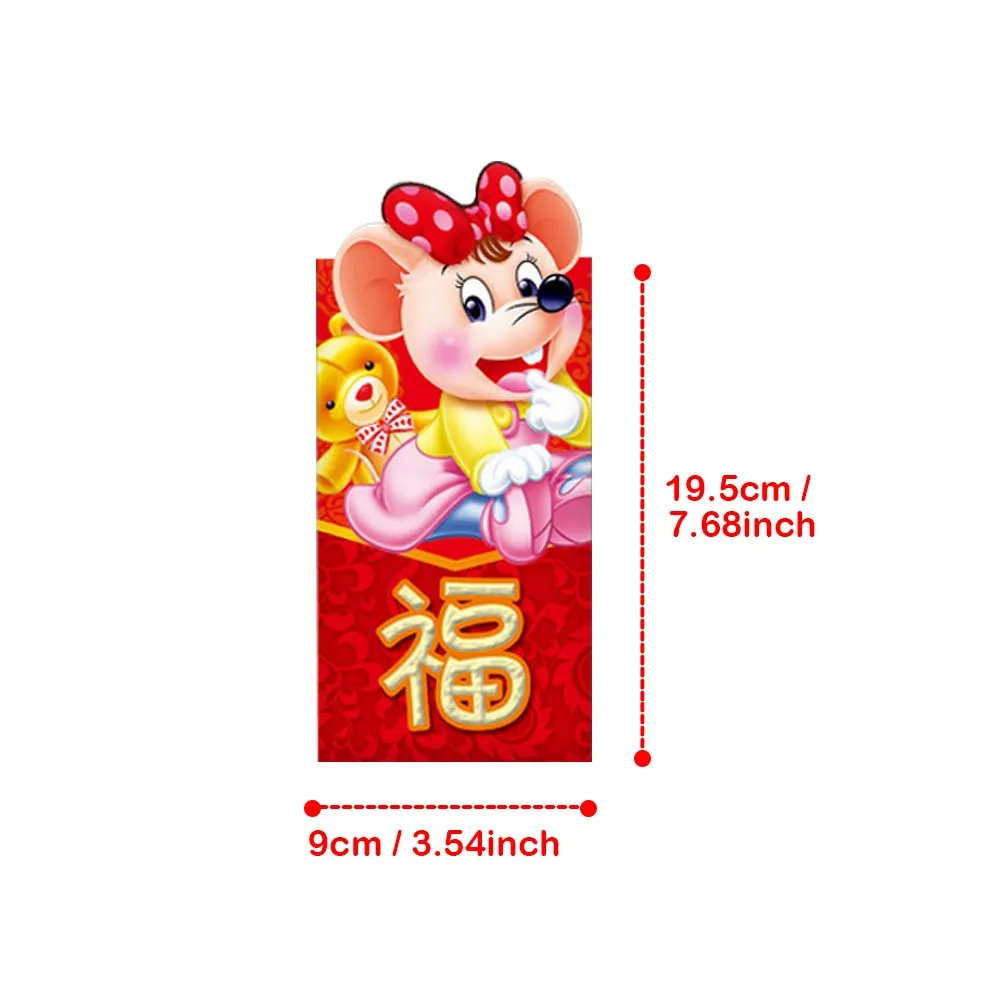 Besegad 18 шт китайские красные конверты год крысы Hong Bao фестиваль конверт для денег на Лунный год, праздник весны