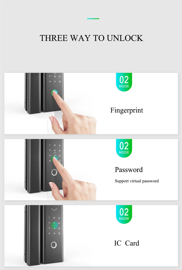Умный дверной замок с идентификацией через отпечатки пальцев электронный цифровой ворот Электрический RFID IC биометрический отпечаток пальца безопасности стекло пароль карты