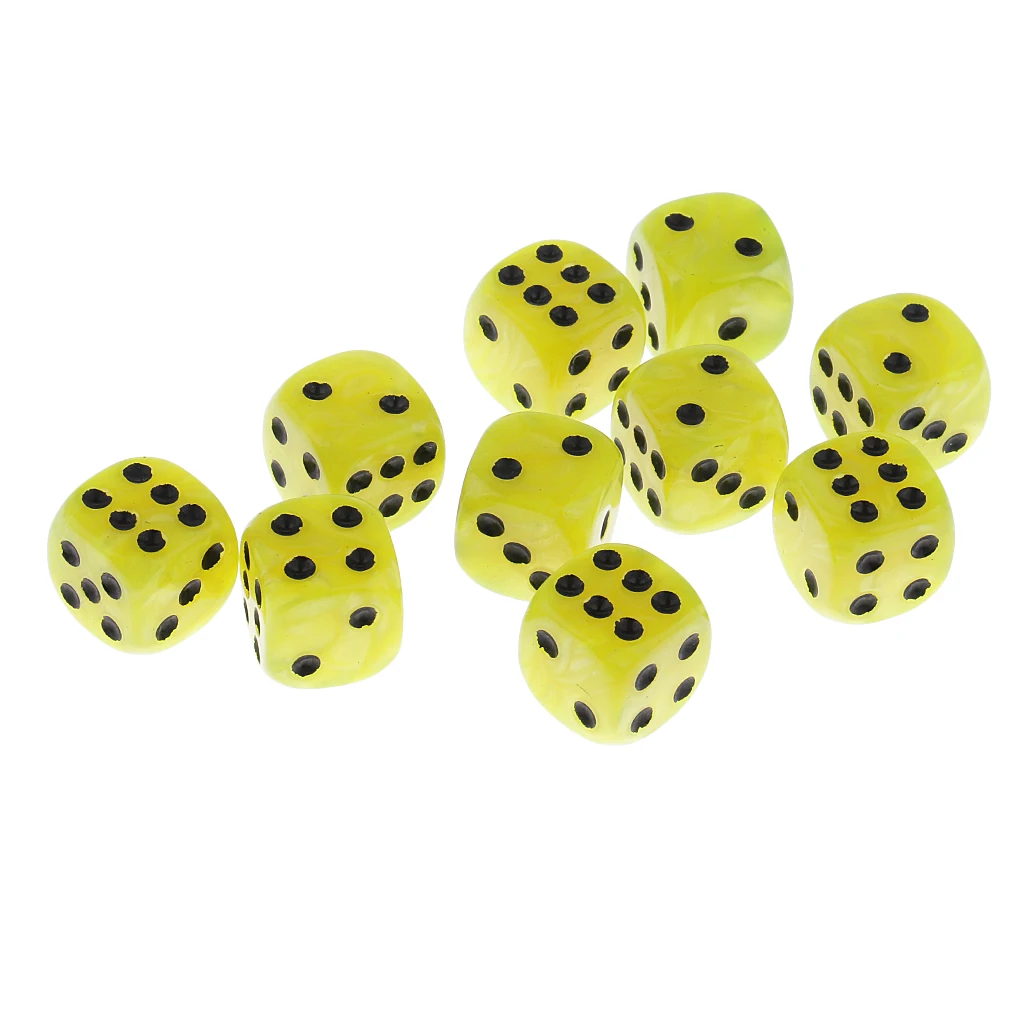 10pcs Plastic 6 Sided Spot Dice D6 Dices for Party Bar Table Board Game Accessory