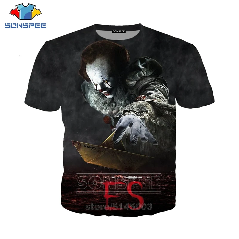 14 It Chapter Two футболка Летняя для мужчин женщин Свитшот Pennywise 3D принт модный короткий рукав хип хоп Топ пуловер с круглым вырезом C063-05 - Цвет: 14