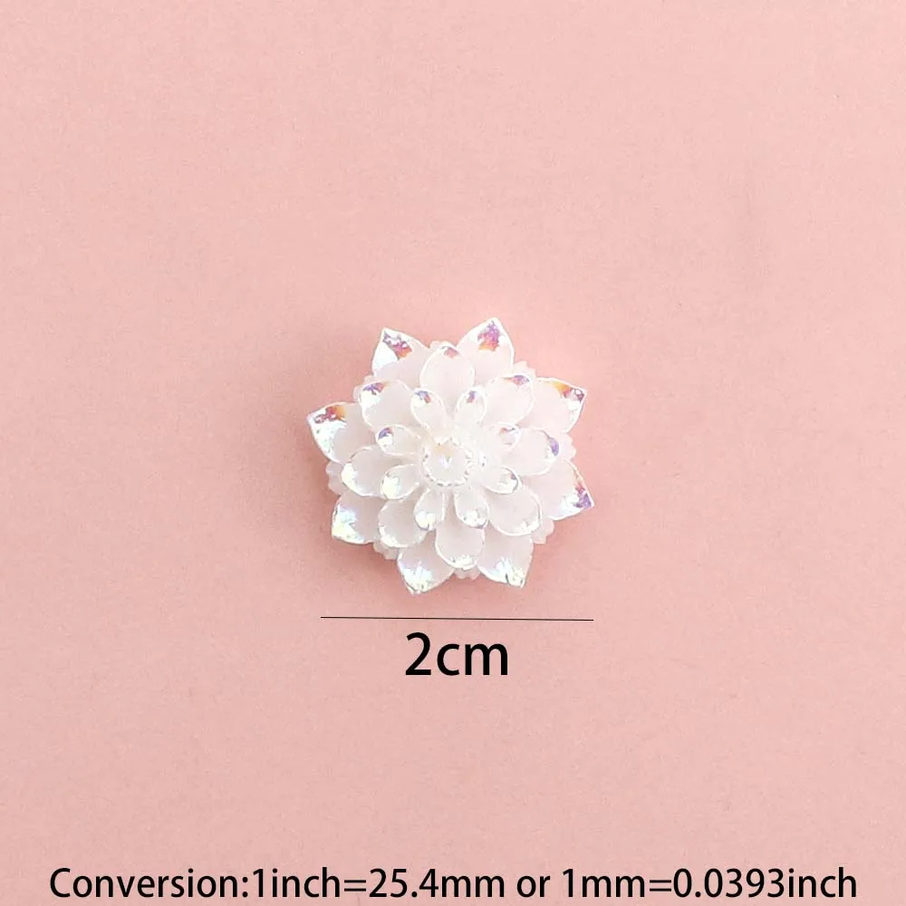 AB Color 20mm Resin Flower Flatback Resin Cabochon Decoration Crafts Accessories Wedding Buttons Craft Scrapbook 10pc