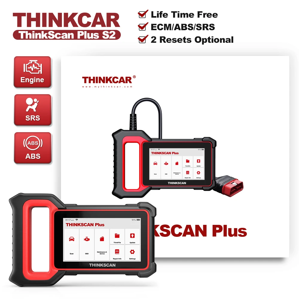 Диагностический инструмент THINKCAR ThinkScan Plus S2 сканер obd2 сделай сам система ECM/ABS/SRS 2