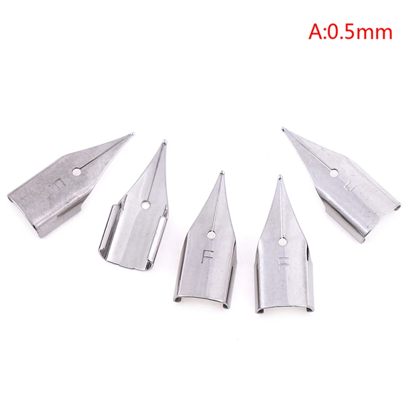 10Pcs 0.38mm Silver Fountain Pen Nibs Stainless Steel For Wing Sung /Hero 359 