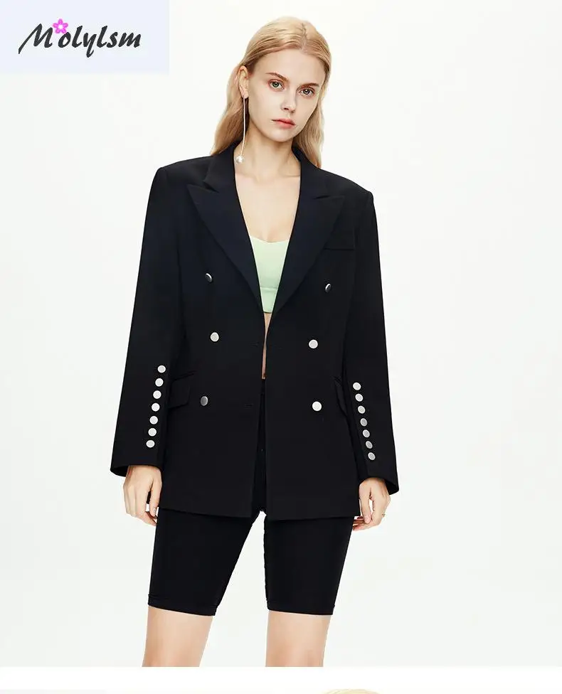 Autumn\Winter 2020 New Korean Blazer Medium Length Double Breasted Fashion Counter Suit Temperament Coat