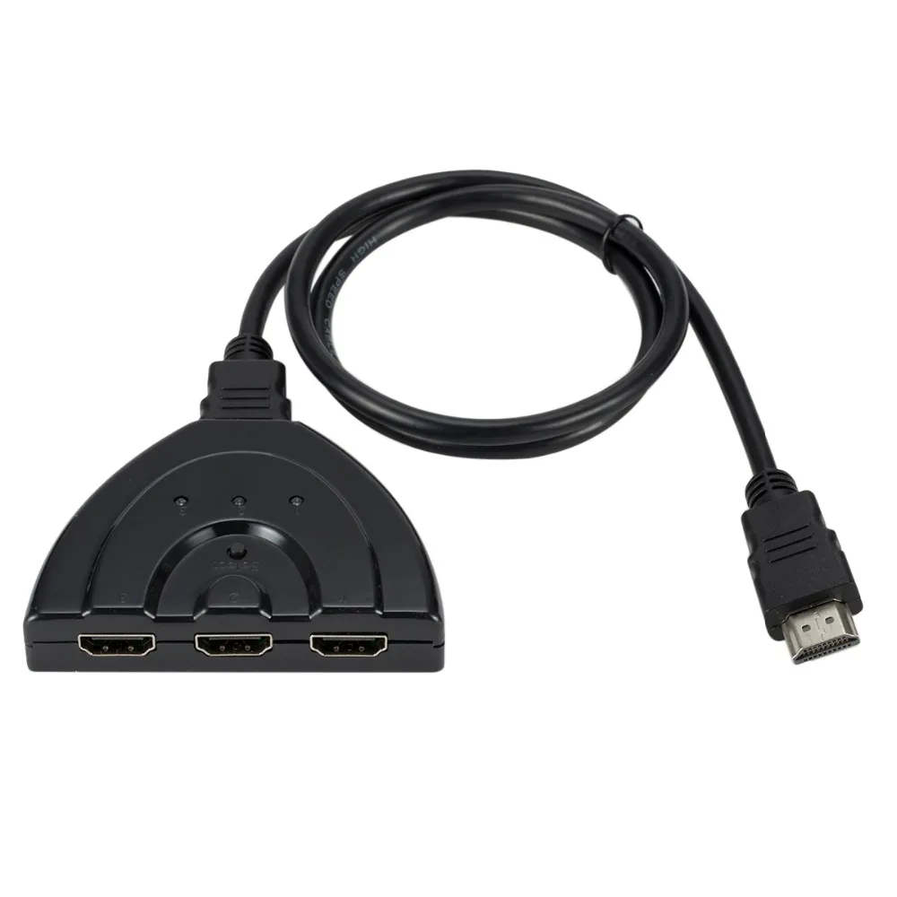 New 3 Port HDMI Switch 3 IN 1 OUT 1080P Hub V1.4B HDMI Switch Switcher Splitter Adapter Cable For HDTV XBOX PS3 Black Wholesale