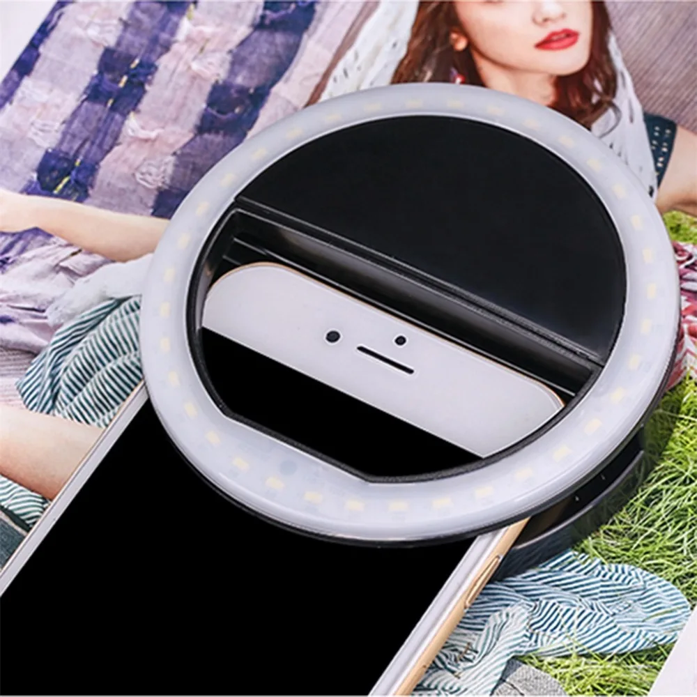 Светодиодный кольцевой светильник для селфи для iPhone для Xiaomi для samsung huawei Портативный чехол для вспышки камеры телефона мини-фонарик