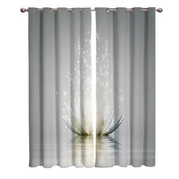 

Flower Abstract Lotus Curtains Window Living Room Curtains Kitchen Indoor Window High Blackout Curtain
