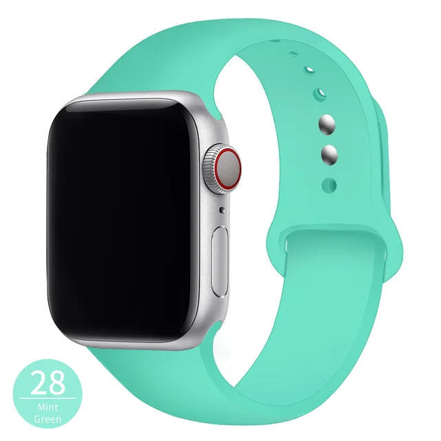 Silicone Strap For Apple Watch Band 42mm 45mm 38mm 44mm 40mm Smartwatch Rubber Sports Watchband Bracelet iWatch series 7 6se 5 4 Mint Green