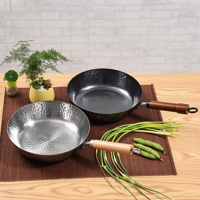 

Zhangqiu Hand Wok Tongue Tip on China Pure Blacksmith Iron Pot Handmade Forged Wok Non-Paintcoat Frying Pan Non-stick