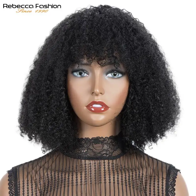 Парик кудрявый афро Ребекка с челкой парик полностью машинной работы пачка без