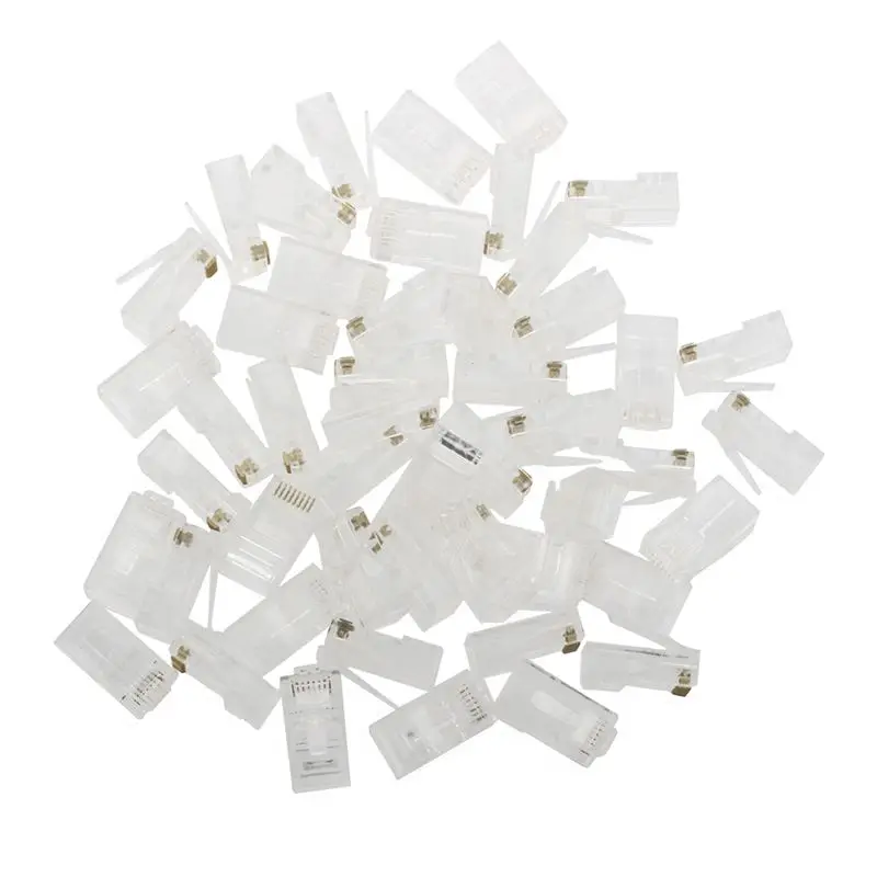 50 шт. RJ45 8P8C сетевой LAN CAT5E CAT6 модульный штекер Jack Clear