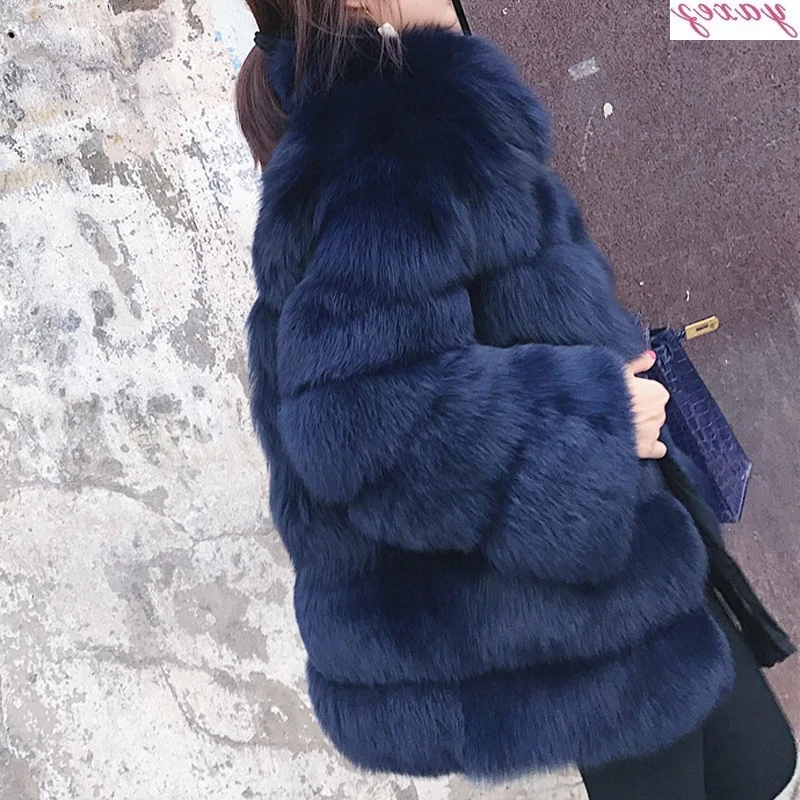 Модные женские пальто из искусственного меха зимние толстые теплые куртки лохматый мех лисы пальто Верхняя одежда для женщин