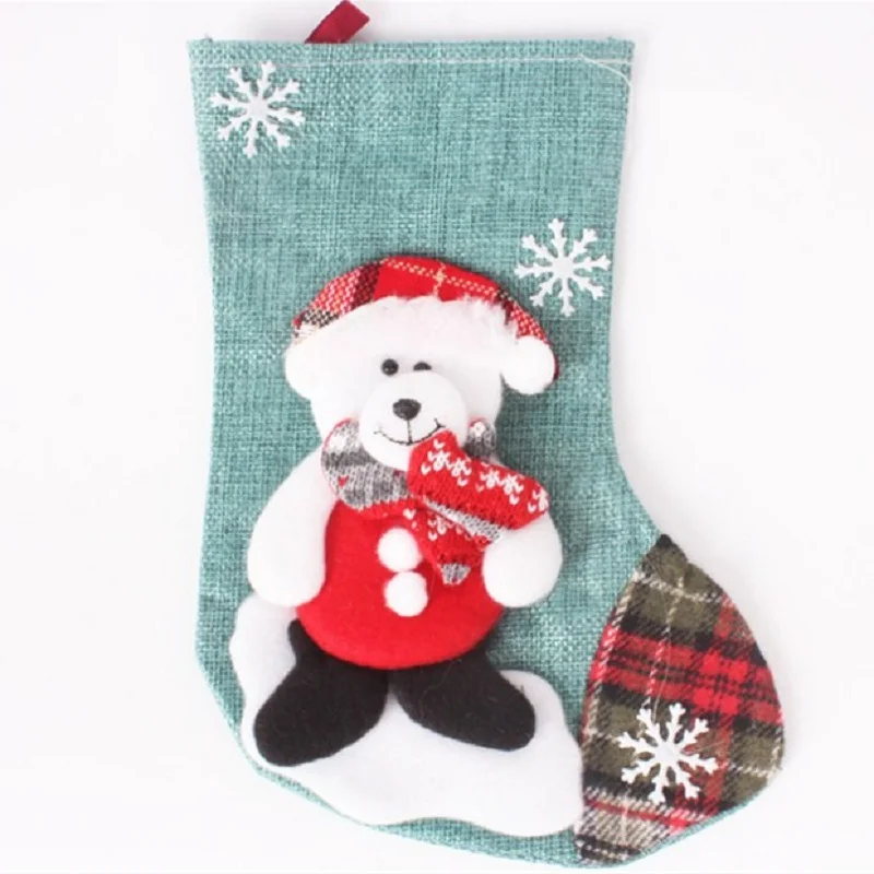 

2019 New Design Christmas Sock for Kids, Decoration bags on the Christmas Tree 4 colors for your choice