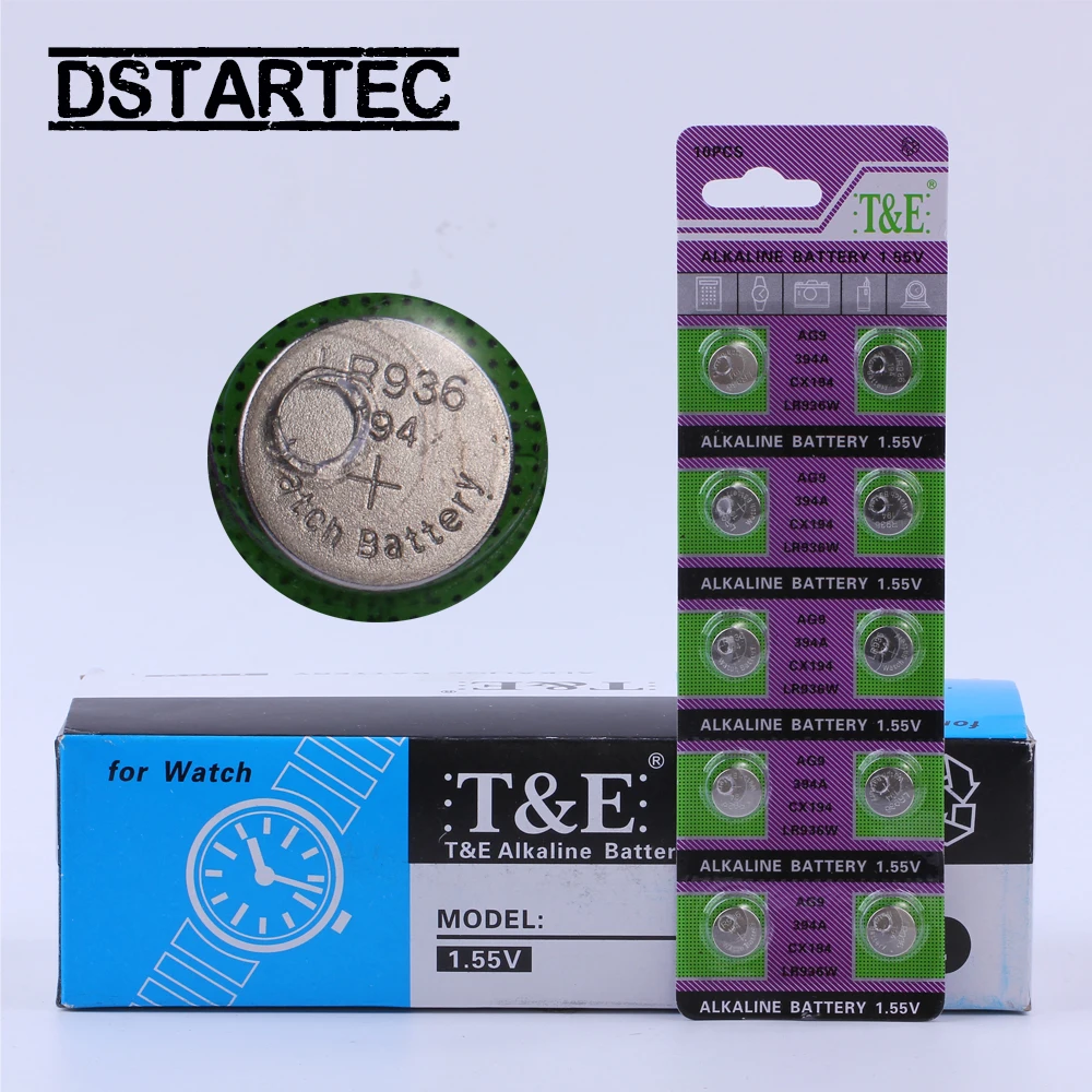 10 шт./карта 30 мАч 1,55 в AG 9 AG9 LR936 394 SR936SW CX194 LR45 кнопочные батареи для часов игрушки дистанционного управления и т. Д.; батарея для монет