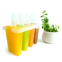 4 слота замороженные формы льда ванны для Фруктового мороженого на палочке формы льда лоток с палочками DIY Инструменты для мороженого