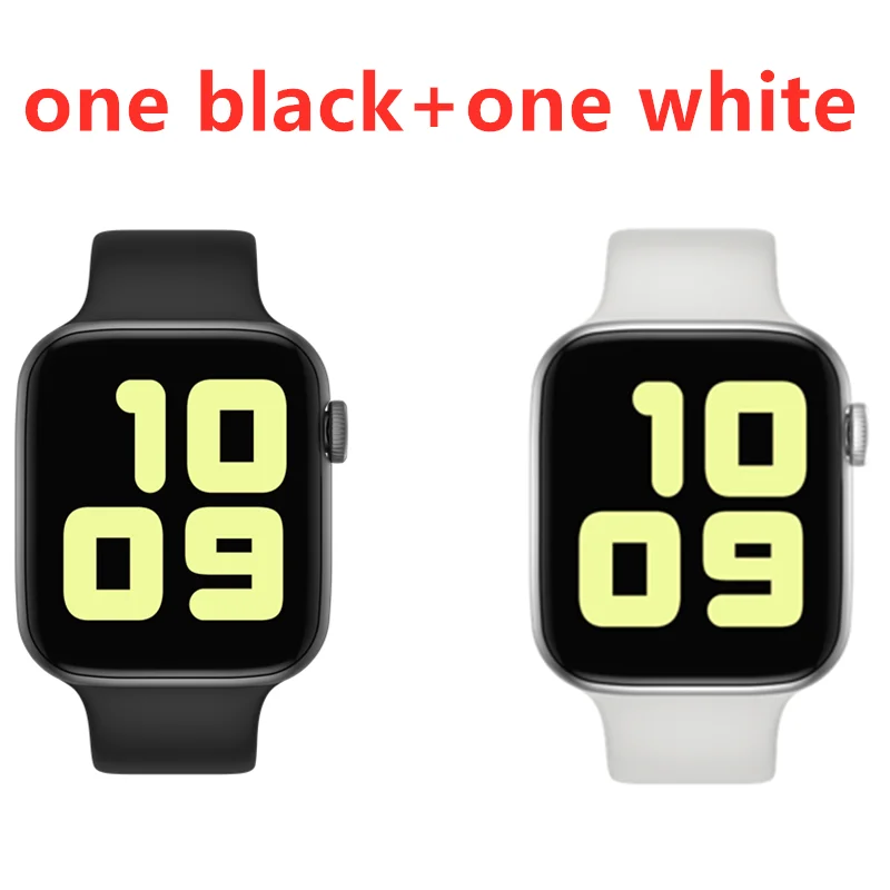 Black and white Умные часы IWO 8 PRO T5 со сменным ремешком, серия 4 iw8, умные часы, пульсометр, кровяное давление, спортивные часы для IOS, Android, PK, W34 - Цвет: Black and white