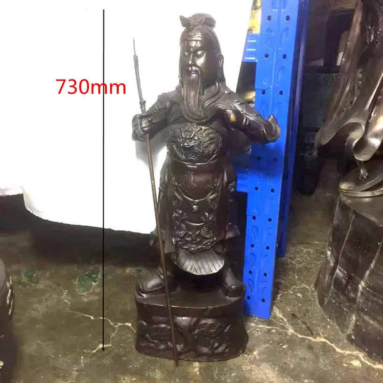 73 см Китайская Скульптура Из Латуни Duke Guan Yu Wu Mammon с ножом статуя Античная бронзовая Цвет Guangong аксессуары для украшения дома
