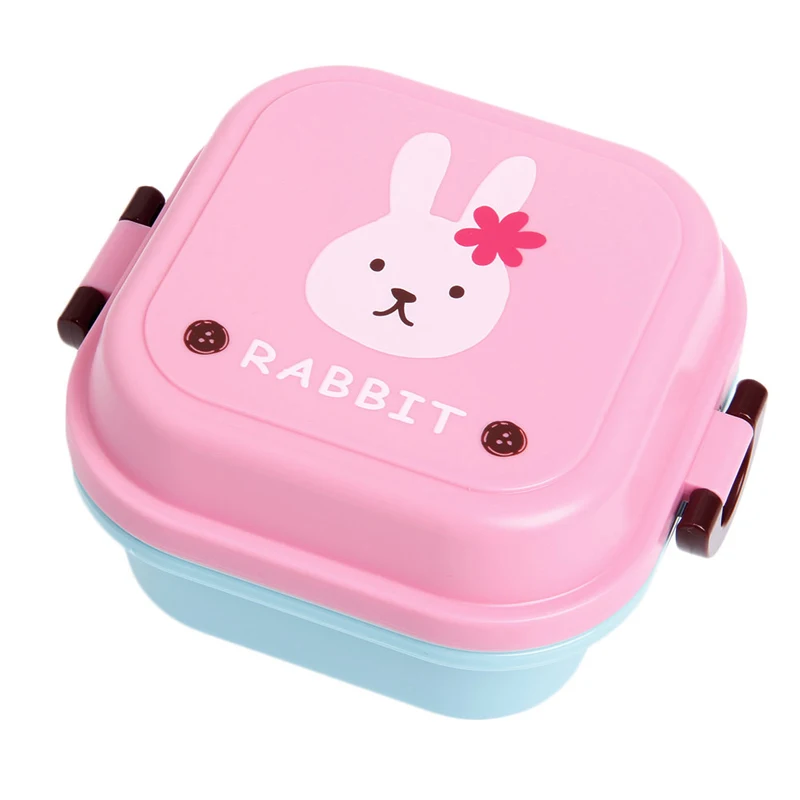 Милый мультфильм Ланч-бокс еда контейнер для хранения Портативный Bento ложка школа