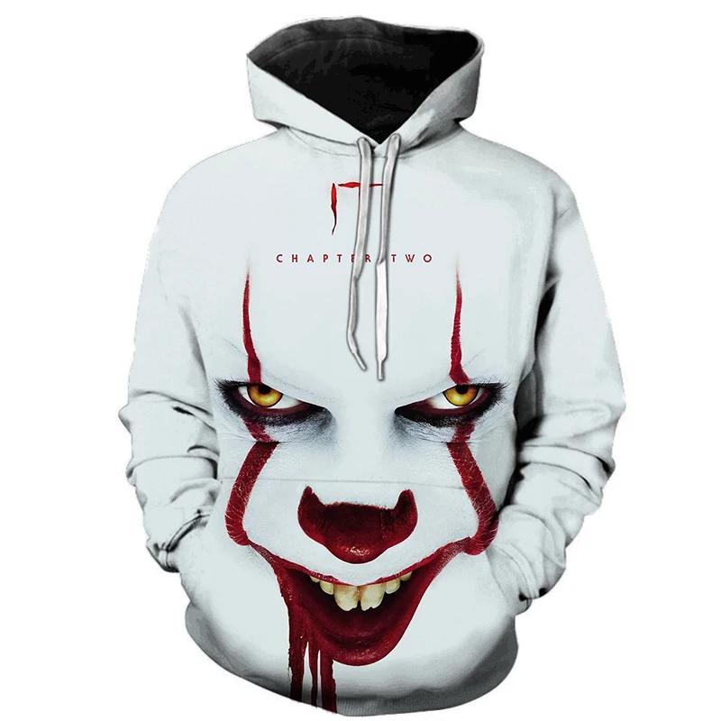 

Sudaderas con capucha con estampado 3D de pelÃ­cula de terror IT Chapter Two, suÃ©ter informal de moda para hombre y mujer, suÃ©ter