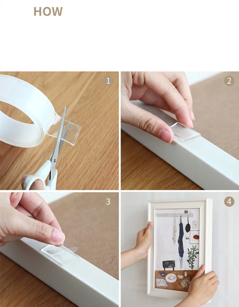 Sharkbang 1M/3M/5M Waterproof Magic Double Sided Nano Tape Transparent Reusable Traceless Adhesive Tape Gekkotape Cleanable