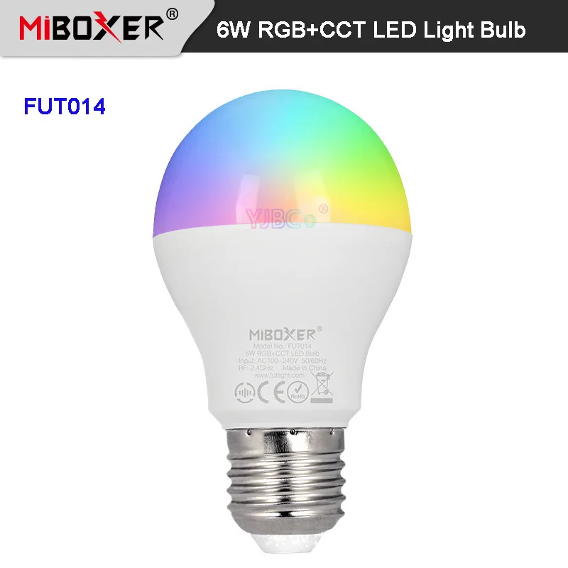 Светодиодная лампа Miboxer FUT014 E27 6 Вт RGB + CCT умное приложение Wi-Fi переменный ток 100 ~ 240