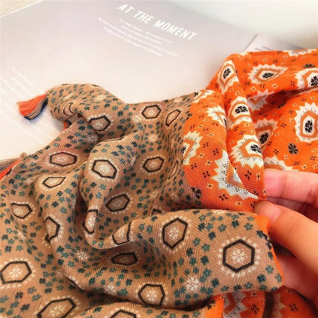 Мода Ацтекский дизайн геометрический узор в Цветочная вискозная шаль шарф леди высокое качество обертывание пашминовый палантин Bufanda мусульманский хиджаб снуд - Цвет: 5