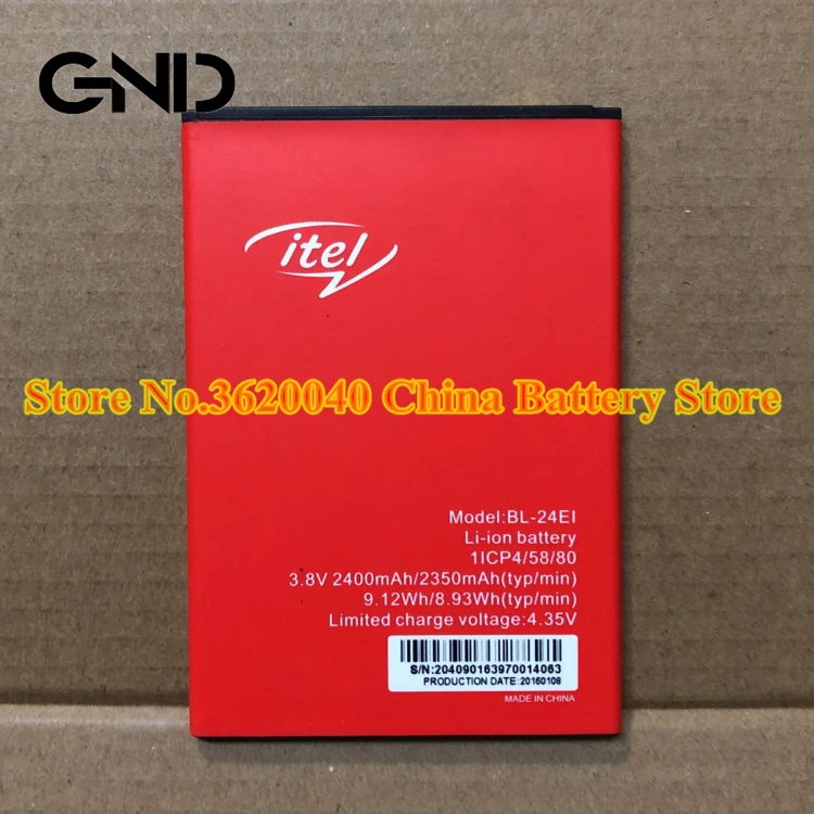 GND 3 8 V 2400 мА/ч 9.12Wh BL-24El Замена Батарея для itel Мобильный телефон высокого качества