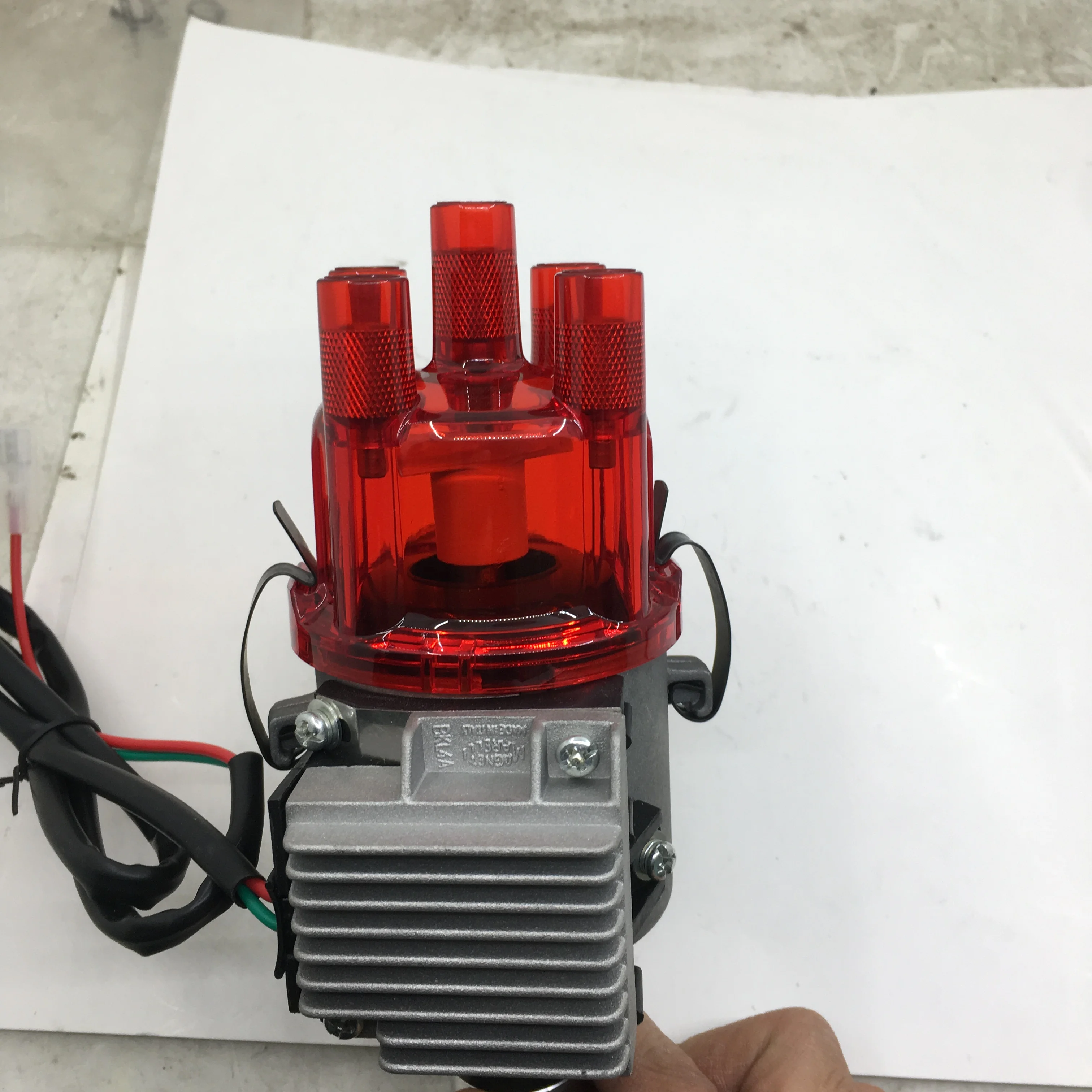 SherryBerg Complete Distributor for Empi 9437 Electronic All-In-One Vacuum Advance Distributor for VW Aircooled Engine Red Cap