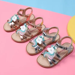 Little Girls Kids Sandals Unicorn Summer Toddler Girls Birthday Party Sandals Baby Girls Princess Shoes Performance Rose Gold 3t