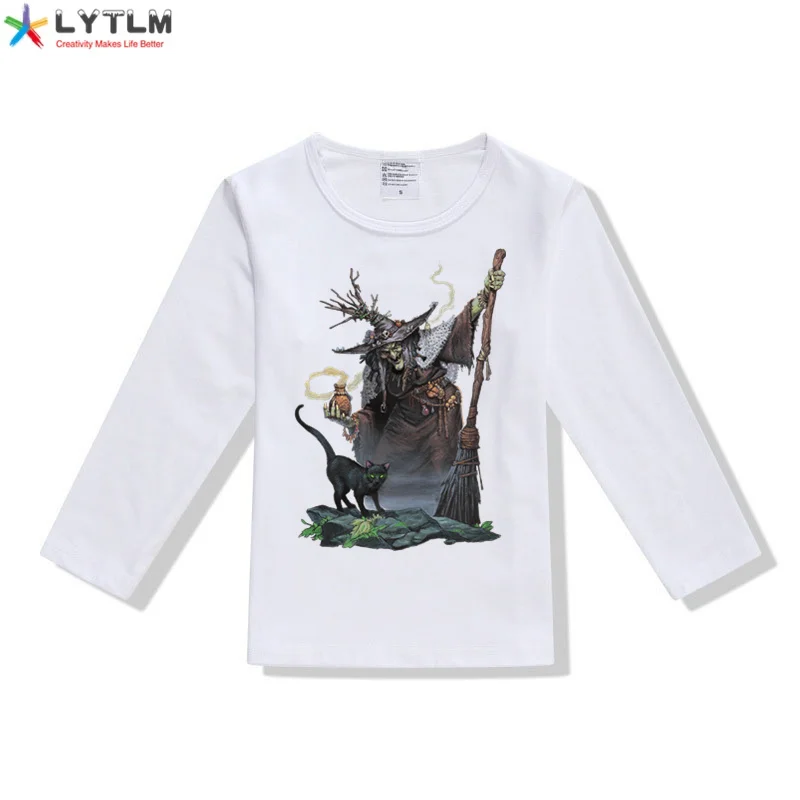 LYTLM костюмы ведьмы на Хэллоуин для девочек Модальные Детские футболки с длинными рукавами детская одежда топы для мальчиков, roupa infantil Menina, 8T
