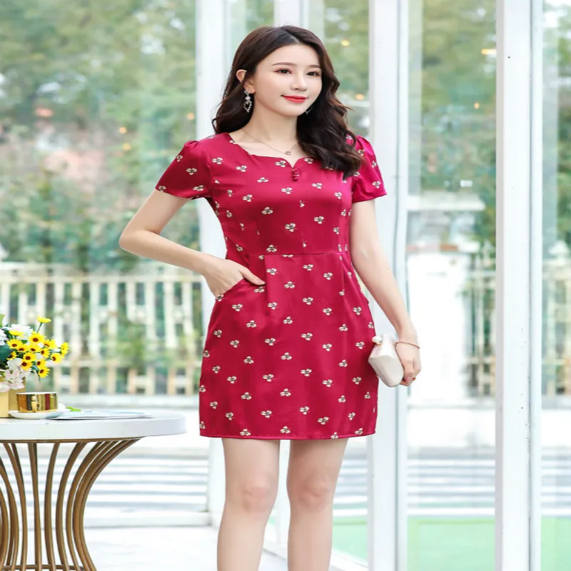 Elegante Zomerjurk Vrouwen 91% Echte Zijde Jurken Koreaanse Strand Boho Mini Vestidos Office Dames Bloemen Robe Femme 19ZS169 Elegante Zomerjurk Vrouwen 91% Echte Zijde Jurken Koreaanse Strand Boho Mini Vestidos Office Dames Bloemen Robe Femme 19ZS169