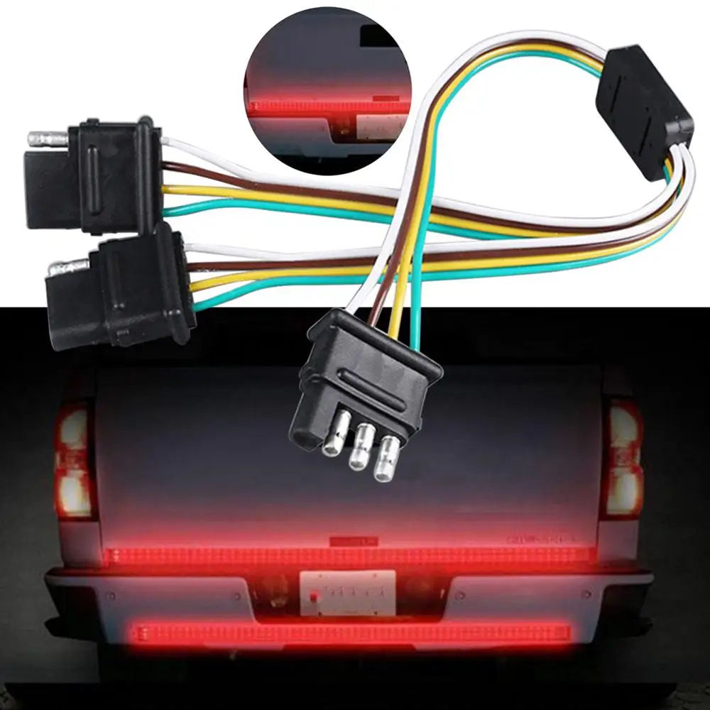 

Trailer Light Wiring Harness add 4-Pin Plug 4 Way Flat Adapter Wire Connector