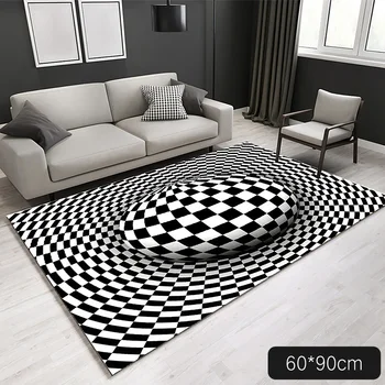 

Nordic 3D Print Carpet Luxury Carpet Floor Mat Rug White Black Abstract Geometric Optical Illusion Living Room Bedroom Ru