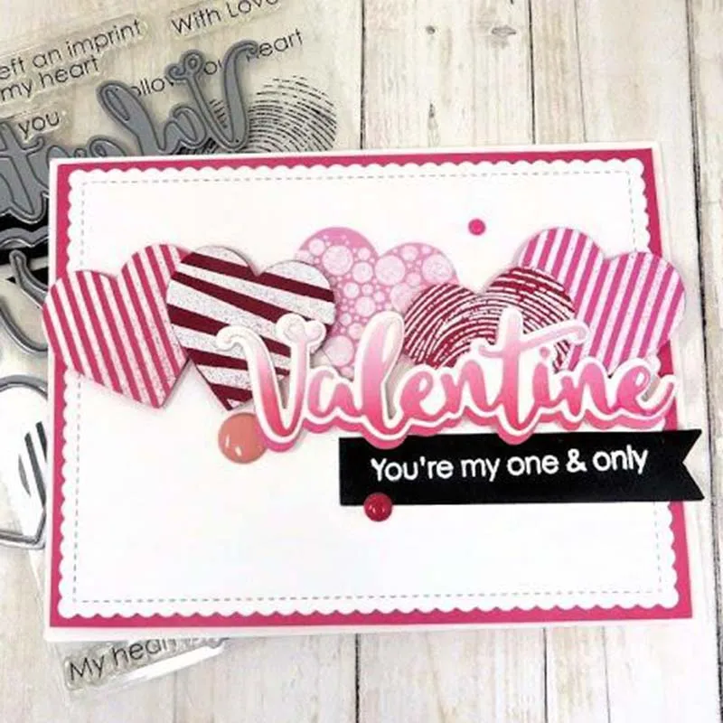 С принтом сердце металлический Трафаретный вырубной штамп и прозрачные наклейки