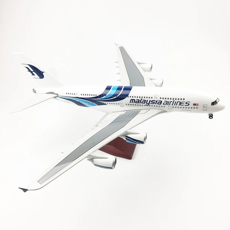 1/160 масштаб смолы Голосовое управление СВЕТОДИОДНЫЙ самолет Airbus A380 с светодиодный свет 46 см игрушка в виде самолета Дети подарок для коллекции - Цвет: Malaysia