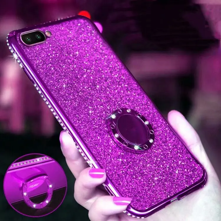 Чехлы для OPPO A5 A9 A5S A11X F11 Reno 3 Z 2 2z ACE Realme X 5X2 Pro Q Блестящий блестящий чехол с покрытием из ТПУ с кольцом