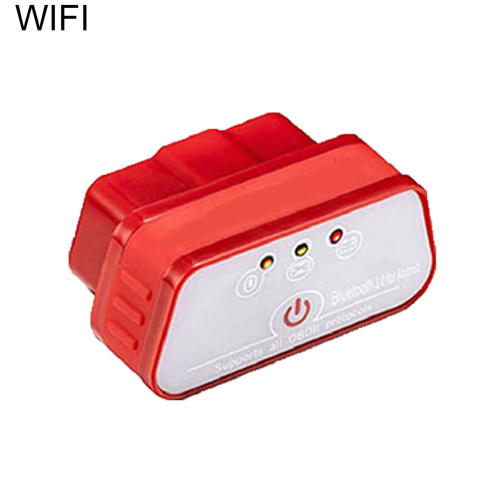 KW901 WiFi/Bluetooth OBD Автомобильный диагностический сканер для чтения неисправностей для iOS Android - Цвет: White Red