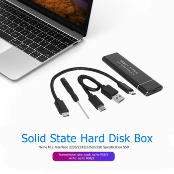 

10Gbps M.2 NVME PCIe to USB3.1 GEN2 M Key Mobile SSD Enclosure Adapter 2.5 inch Transparent HDD SSD Case SATA III to USB 3.0